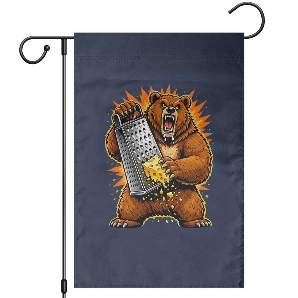 Angry Bear Grating Cheese Grater Hater Fierce Graphic Garden Flag TS02 Navy Print Your Wear