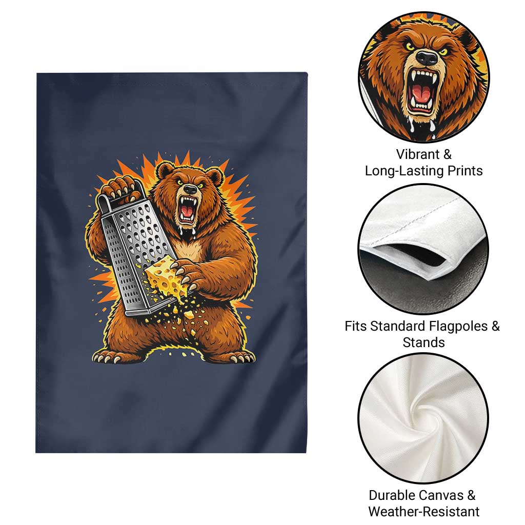 Angry Bear Grating Cheese Grater Hater Fierce Graphic Garden Flag TS02 Print Your Wear