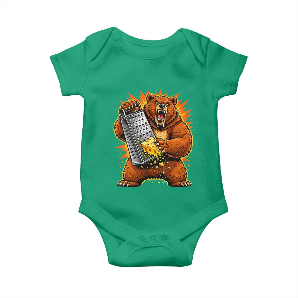 Angry Bear Grating Cheese Grater Hater Fierce Graphic Baby Onesie TS02 Irish Green Print Your Wear