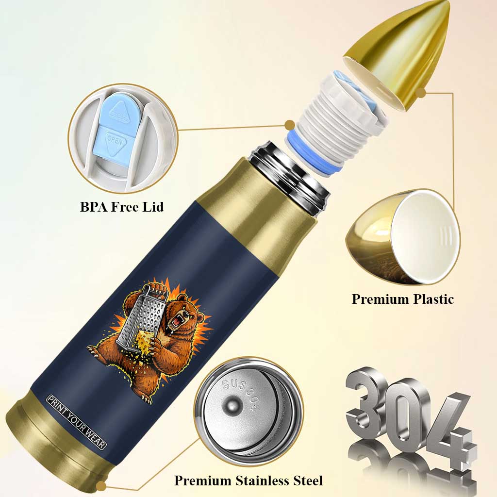 Angry Bear Grating Cheese Grater Hater Fierce Graphic Bullet Tumbler TS02 Print Your Wear