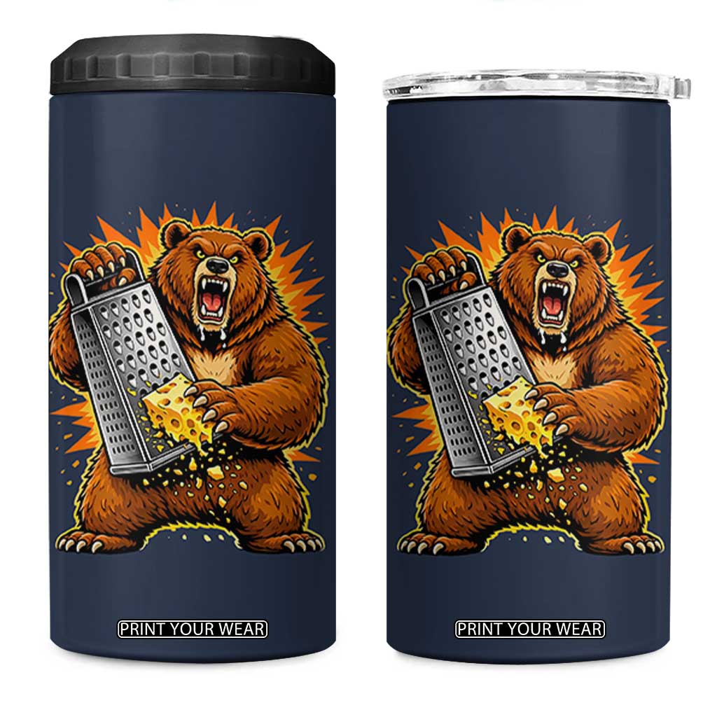 Angry Bear Grating Cheese Grater Hater Fierce Graphic 4 in 1 Can Cooler Tumbler TS02 One Size: 16 oz Navy Print Your Wear
