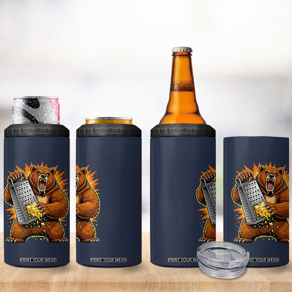Angry Bear Grating Cheese Grater Hater Fierce Graphic 4 in 1 Can Cooler Tumbler TS02 Print Your Wear