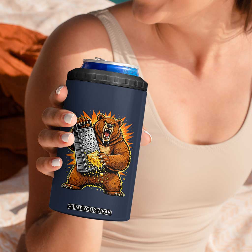 Angry Bear Grating Cheese Grater Hater Fierce Graphic 4 in 1 Can Cooler Tumbler TS02 Print Your Wear