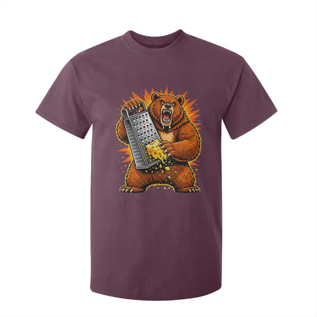 Angry Bear Grating Cheese Grater Hater Fierce Graphic T Shirt For Kid TS02 Maroon Print Your Wear