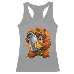 Angry Bear Grating Cheese Grater Hater Fierce Graphic Racerback Tank Top TS02 Sport Gray Print Your Wear