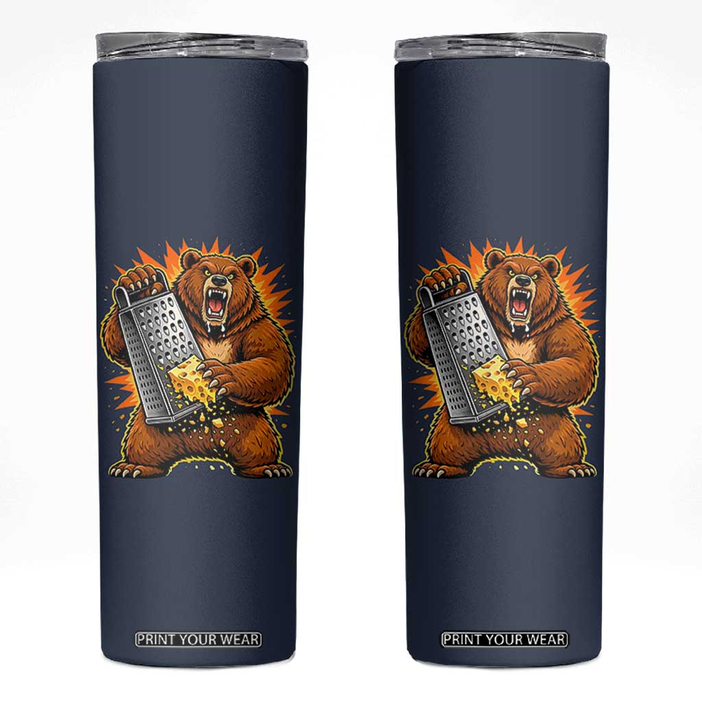 Angry Bear Grating Cheese Grater Hater Fierce Graphic Skinny Tumbler TS02 Navy Print Your Wear