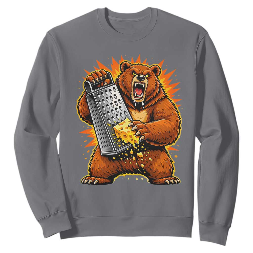 Angry Bear Grating Cheese Grater Hater Fierce Graphic Sweatshirt - Print Your Wear