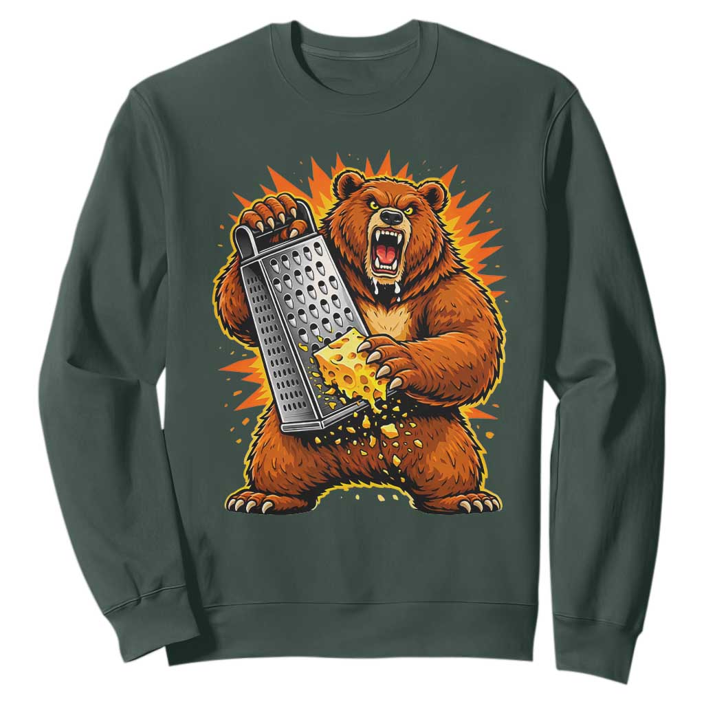 Angry Bear Grating Cheese Grater Hater Fierce Graphic Sweatshirt - Print Your Wear
