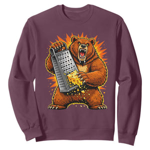 Angry Bear Grating Cheese Grater Hater Fierce Graphic Sweatshirt - Print Your Wear