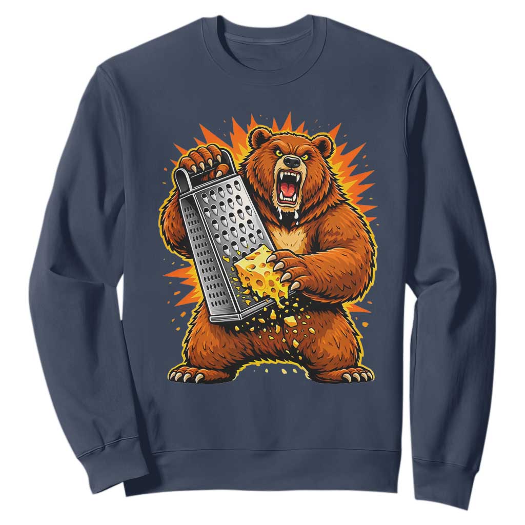Angry Bear Grating Cheese Grater Hater Fierce Graphic Sweatshirt TS02 Navy Print Your Wear