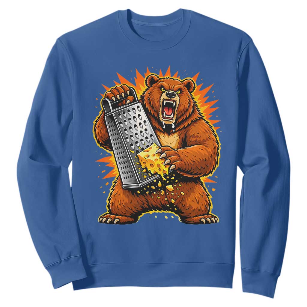 Angry Bear Grating Cheese Grater Hater Fierce Graphic Sweatshirt TS02 Royal Blue Print Your Wear