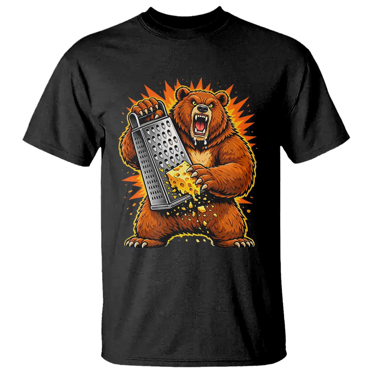 Angry Bear Grating Cheese Grater Hater Fierce Graphic T Shirt - Football Rivalry Humor Tee TS02 Black Print Your Wear
