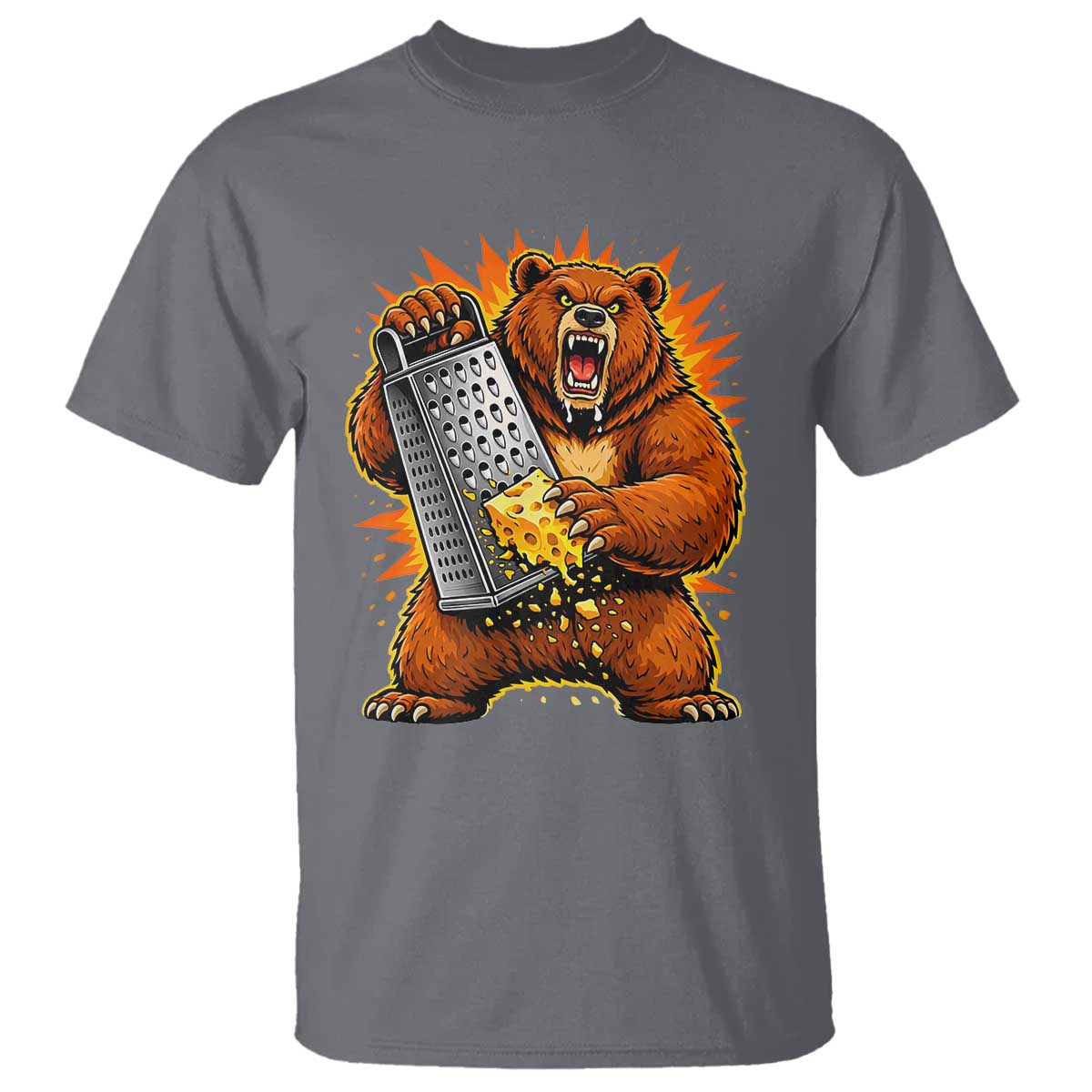 Angry Bear Grating Cheese Grater Hater Fierce Graphic T Shirt TS02 Charcoal Print Your Wear