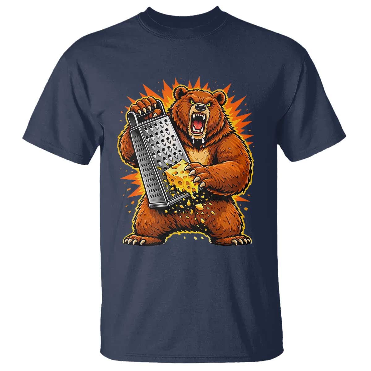 Angry Bear Grating Cheese Grater Hater Fierce Graphic T Shirt - Print Your Wear