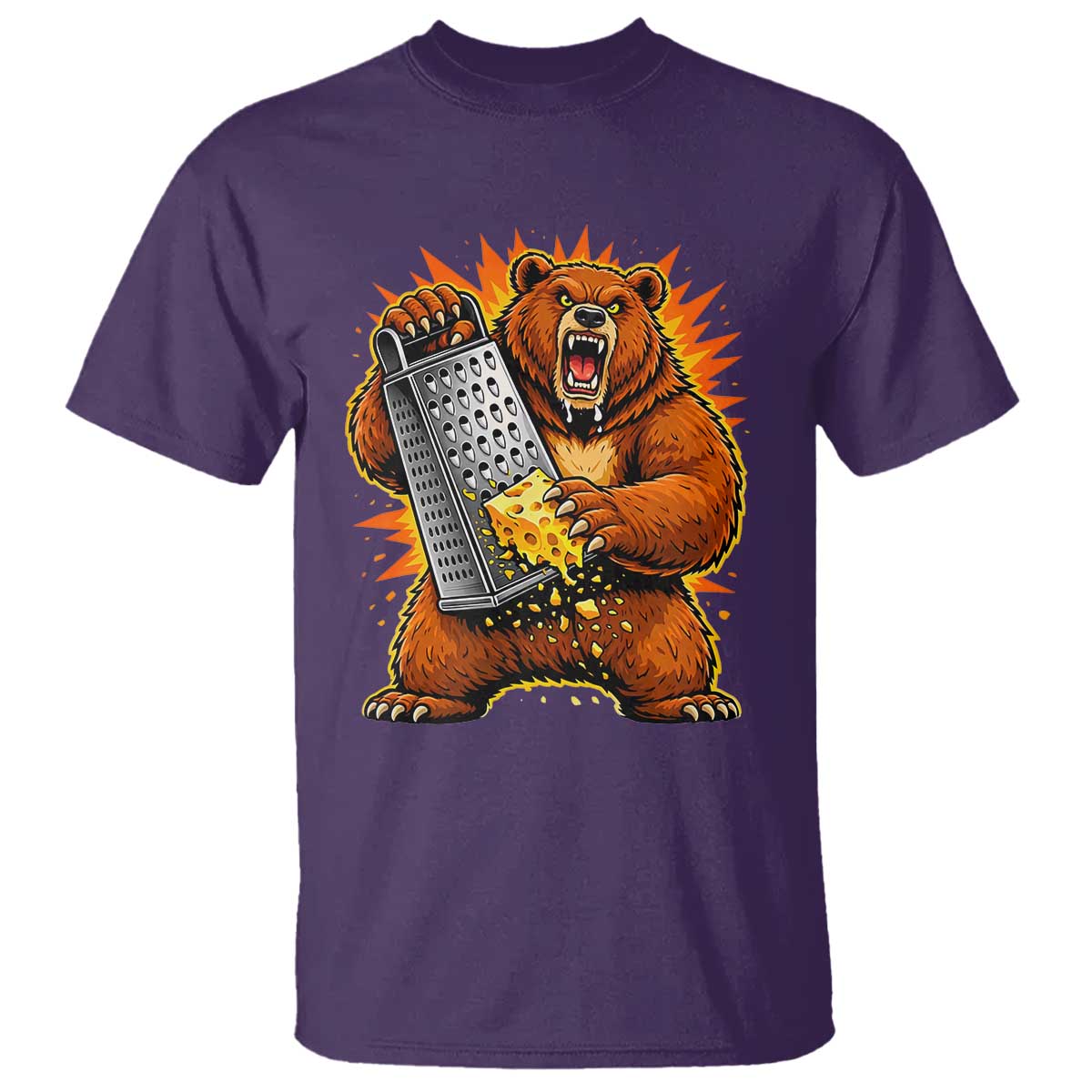 Angry Bear Grating Cheese Grater Hater Fierce Graphic T Shirt TS02 Purple Print Your Wear