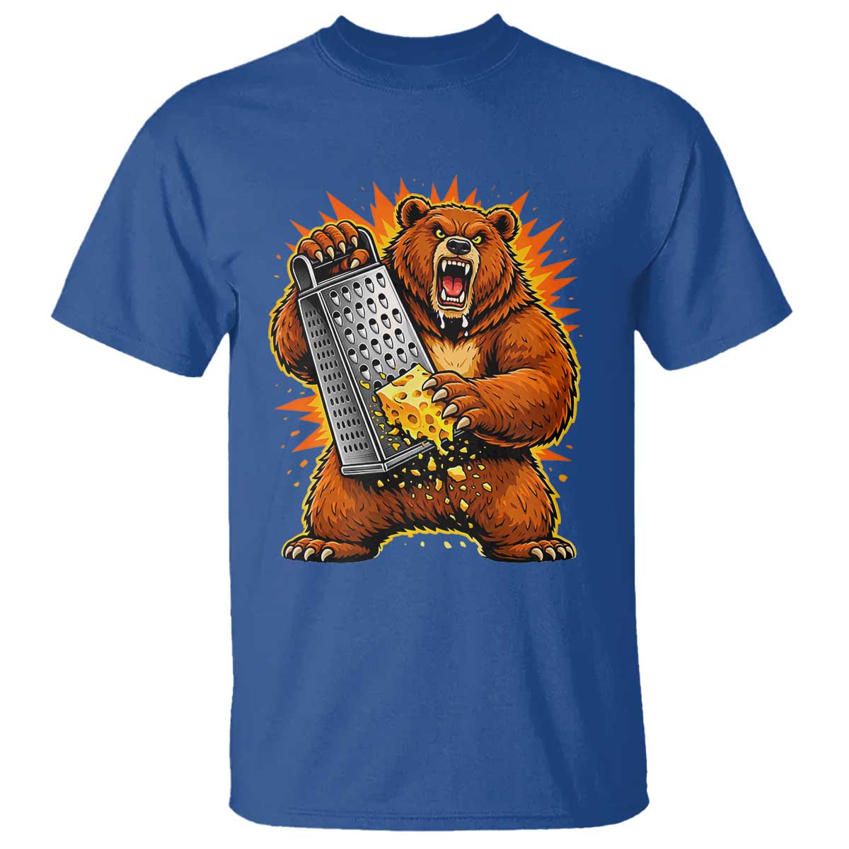 Angry Bear Grating Cheese Grater Hater Fierce Graphic T Shirt - Football Rivalry Humor Tee TS02 Royal Blue Print Your Wear