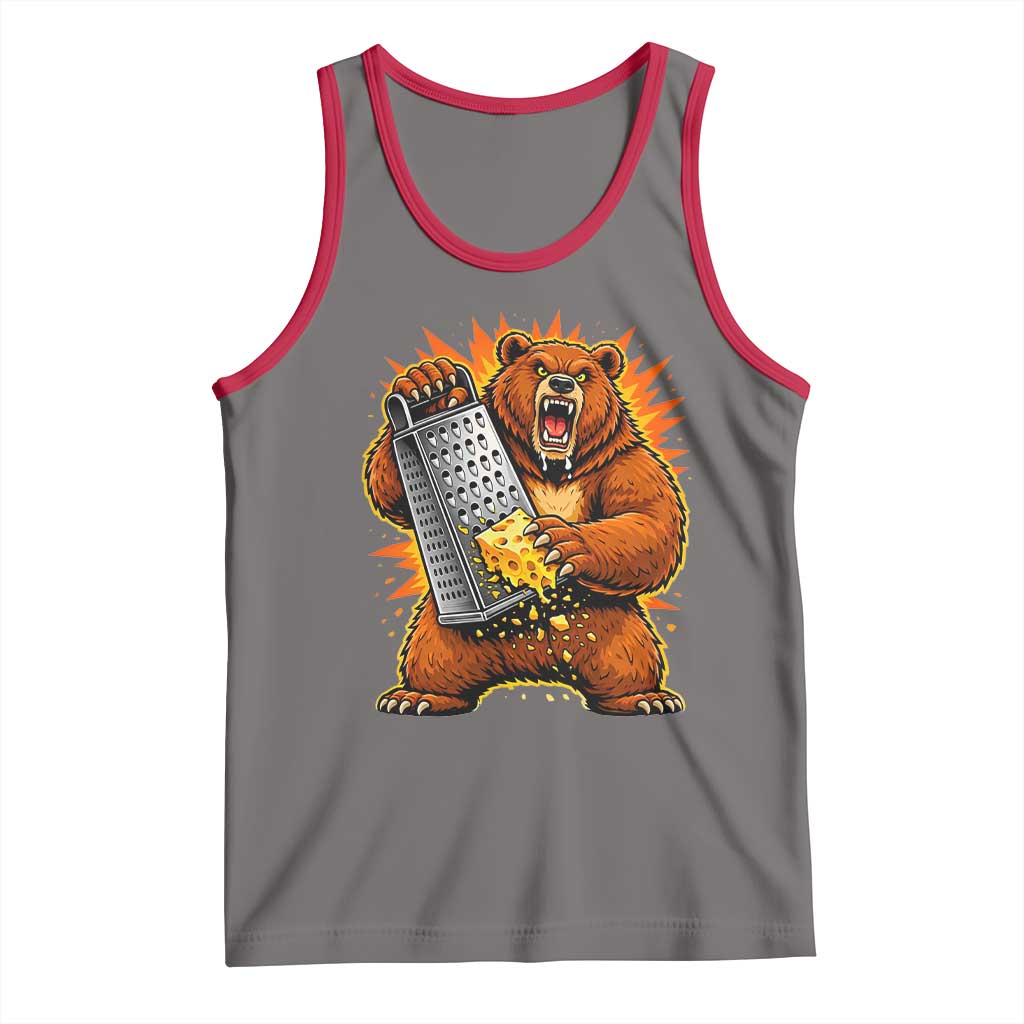 Angry Bear Grating Cheese Grater Hater Fierce Graphic Tank Top TS02 Deep Heather Red Print Your Wear