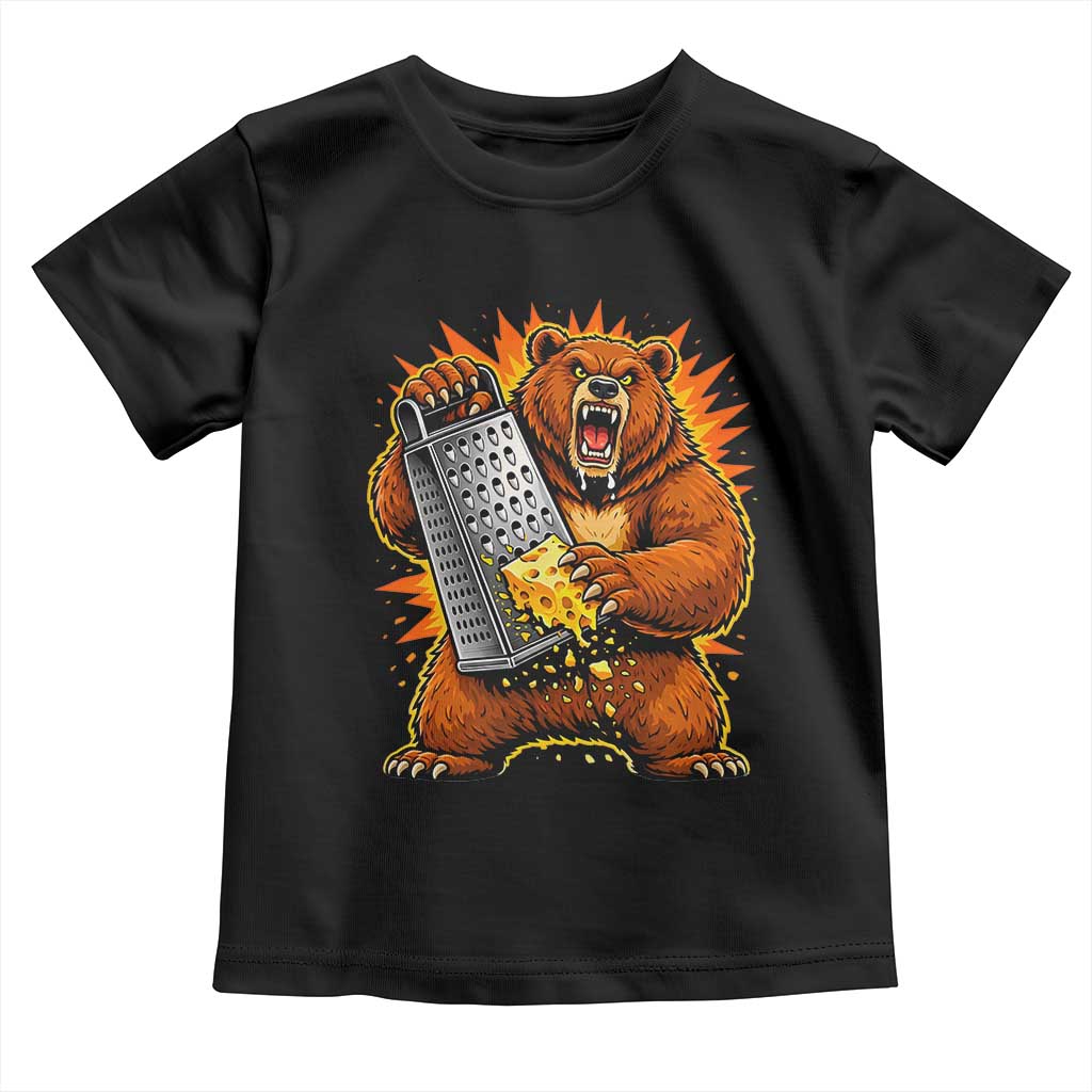 Angry Bear Grating Cheese Grater Hater Fierce Graphic Toddler T Shirt TS02 Black Print Your Wear
