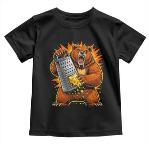 Angry Bear Grating Cheese Grater Hater Fierce Graphic Toddler T Shirt TS02 Black Print Your Wear