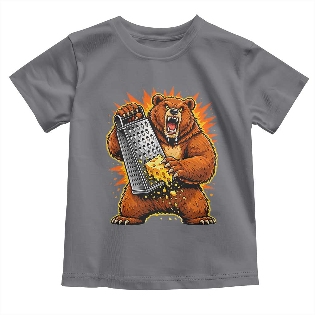 Angry Bear Grating Cheese Grater Hater Fierce Graphic Toddler T Shirt TS02 Charcoal Print Your Wear