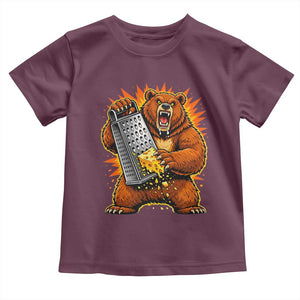 Angry Bear Grating Cheese Grater Hater Fierce Graphic Toddler T Shirt TS02 Maroon Print Your Wear
