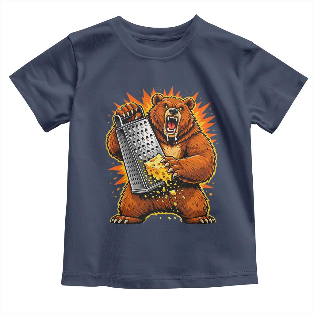 Angry Bear Grating Cheese Grater Hater Fierce Graphic Toddler T Shirt TS02 Navy Print Your Wear