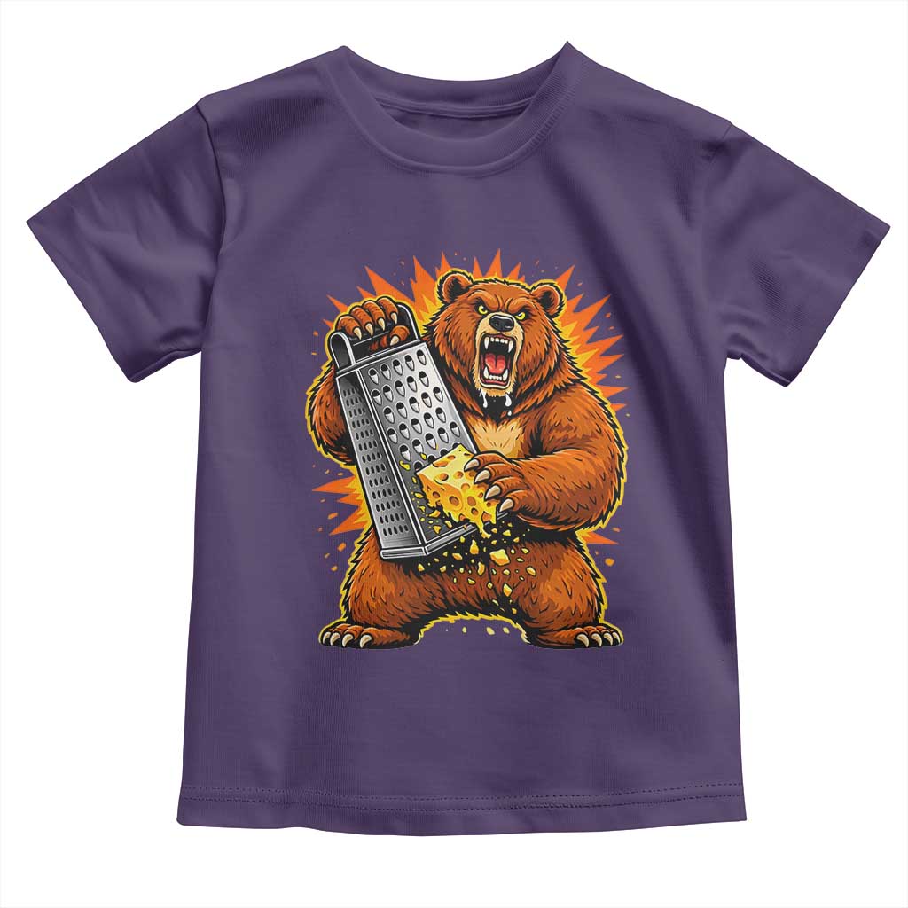 Angry Bear Grating Cheese Grater Hater Fierce Graphic Toddler T Shirt TS02 Purple Print Your Wear