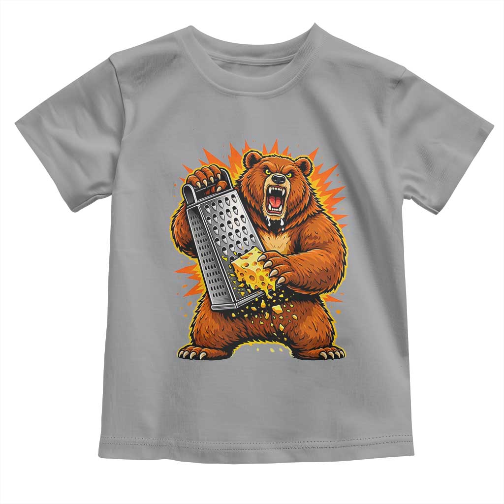 Angry Bear Grating Cheese Grater Hater Fierce Graphic Toddler T Shirt TS02 Sport Gray Print Your Wear