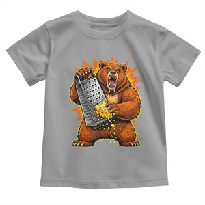 Angry Bear Grating Cheese Grater Hater Fierce Graphic Toddler T Shirt TS02 Sport Gray Print Your Wear