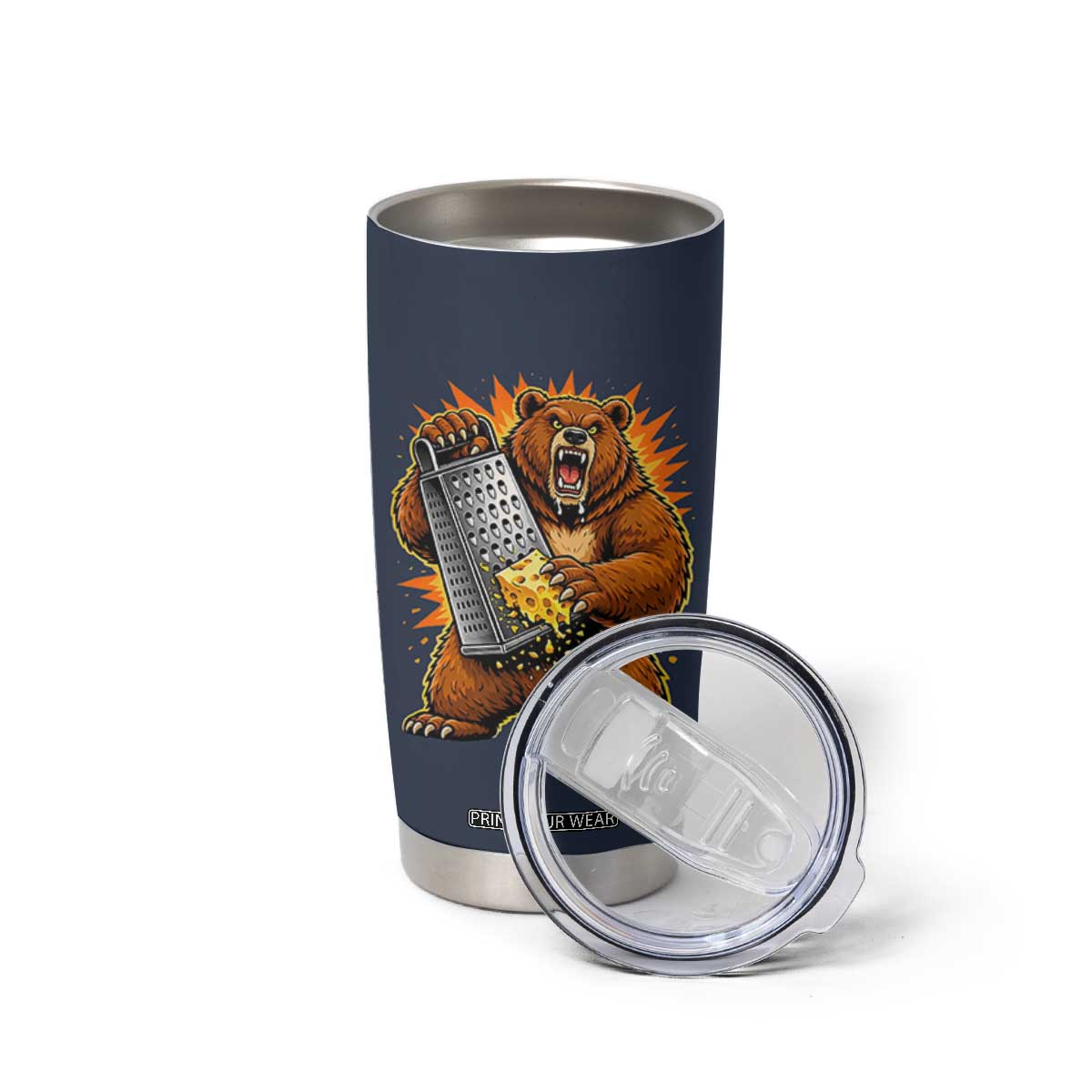 Angry Bear Grating Cheese Grater Hater Fierce Graphic Tumbler Cup TS02 Print Your Wear