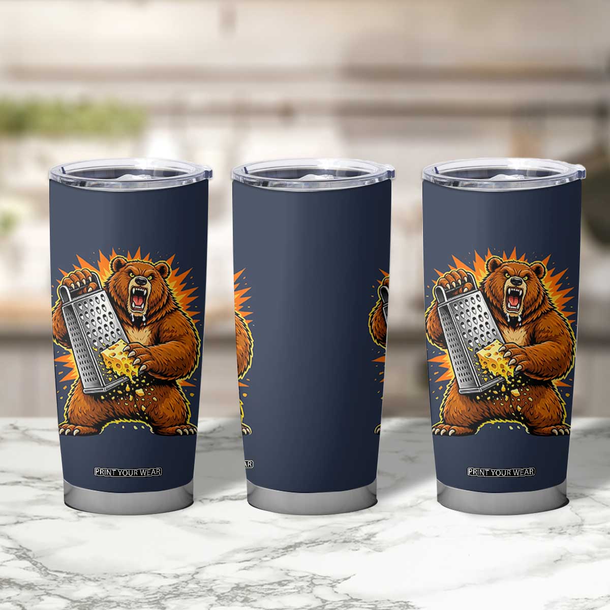 Angry Bear Grating Cheese Grater Hater Fierce Graphic Tumbler Cup TS02 Print Your Wear