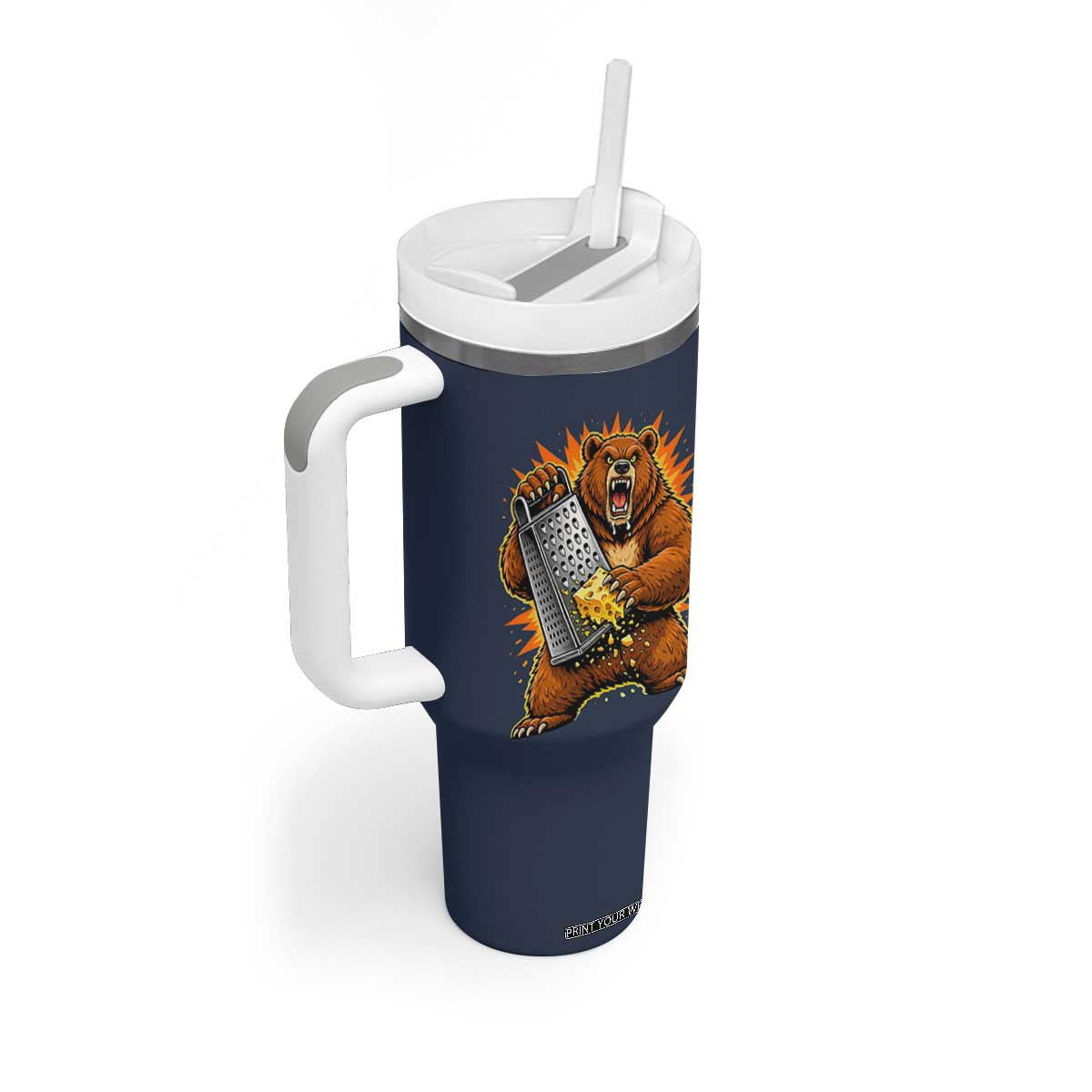 Angry Bear Grating Cheese Grater Hater Fierce Graphic Tumbler With Handle TS02 Print Your Wear