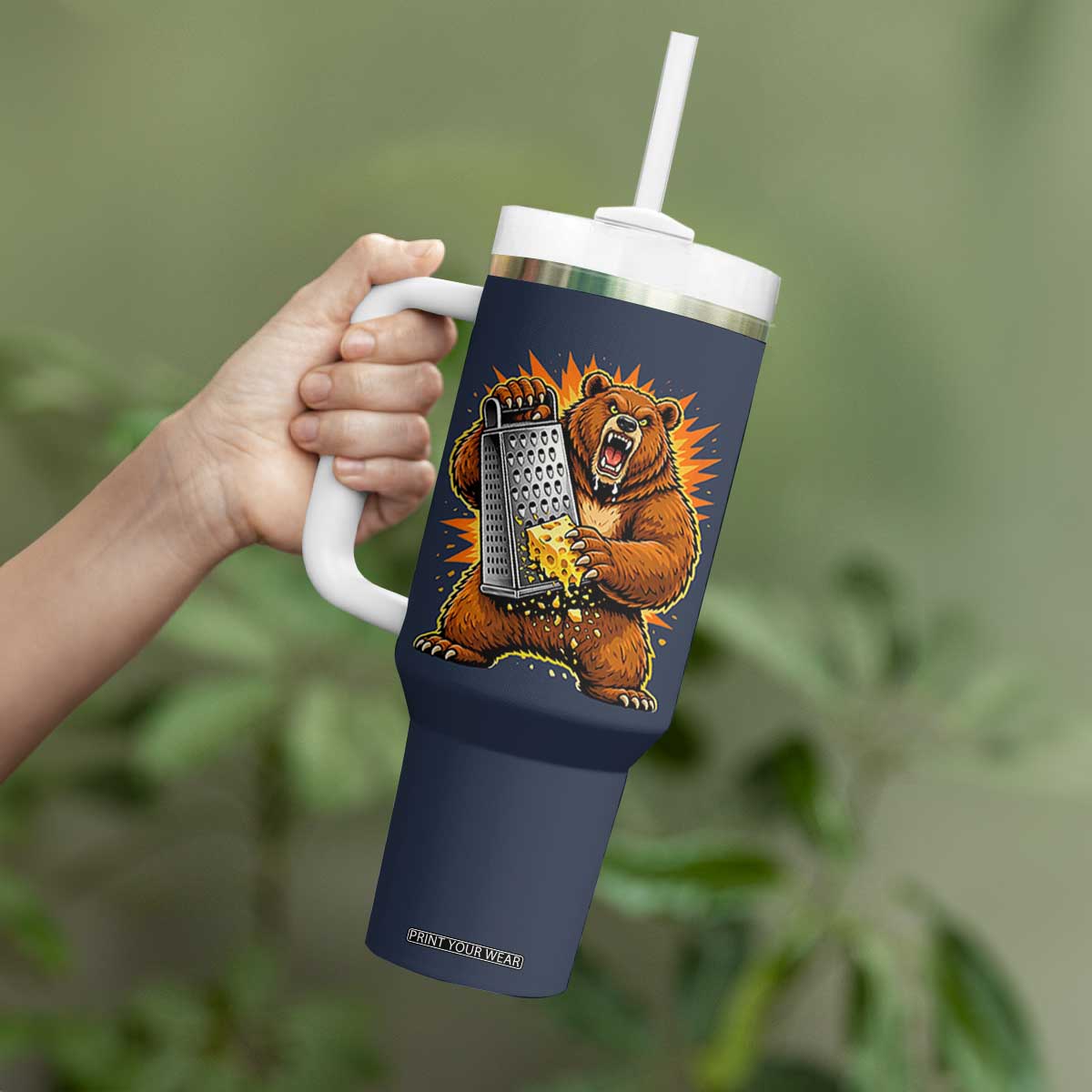 Angry Bear Grating Cheese Grater Hater Fierce Graphic Tumbler With Handle TS02 Print Your Wear