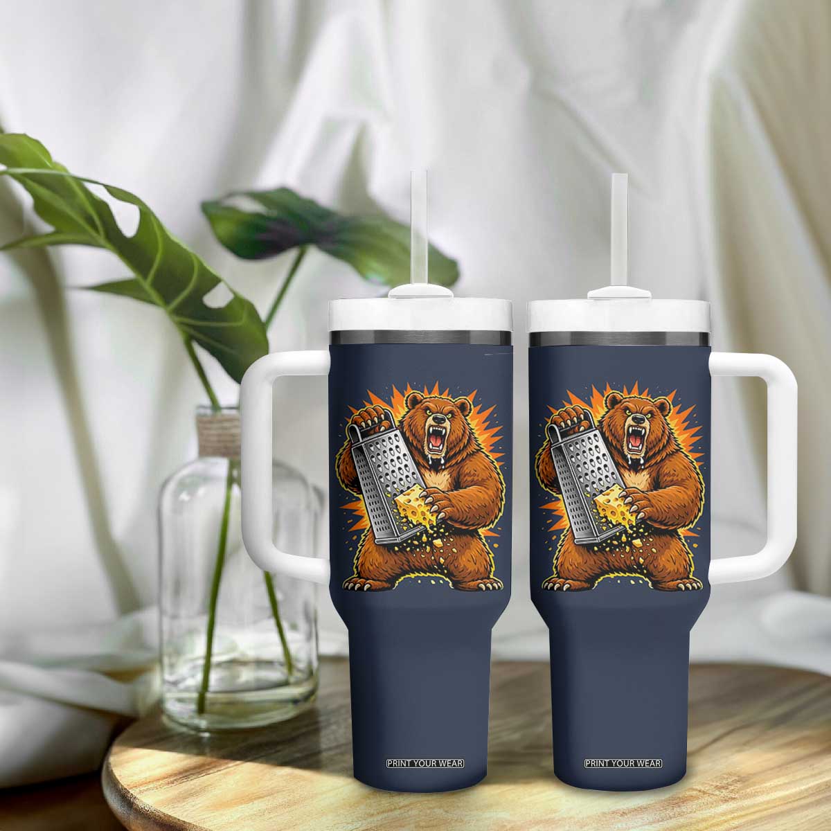 Angry Bear Grating Cheese Grater Hater Fierce Graphic Tumbler With Handle TS02 Print Your Wear