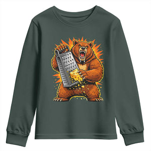 Angry Bear Grating Cheese Grater Hater Fierce Graphic Youth Sweatshirt TS02 Dark Forest Green Print Your Wear