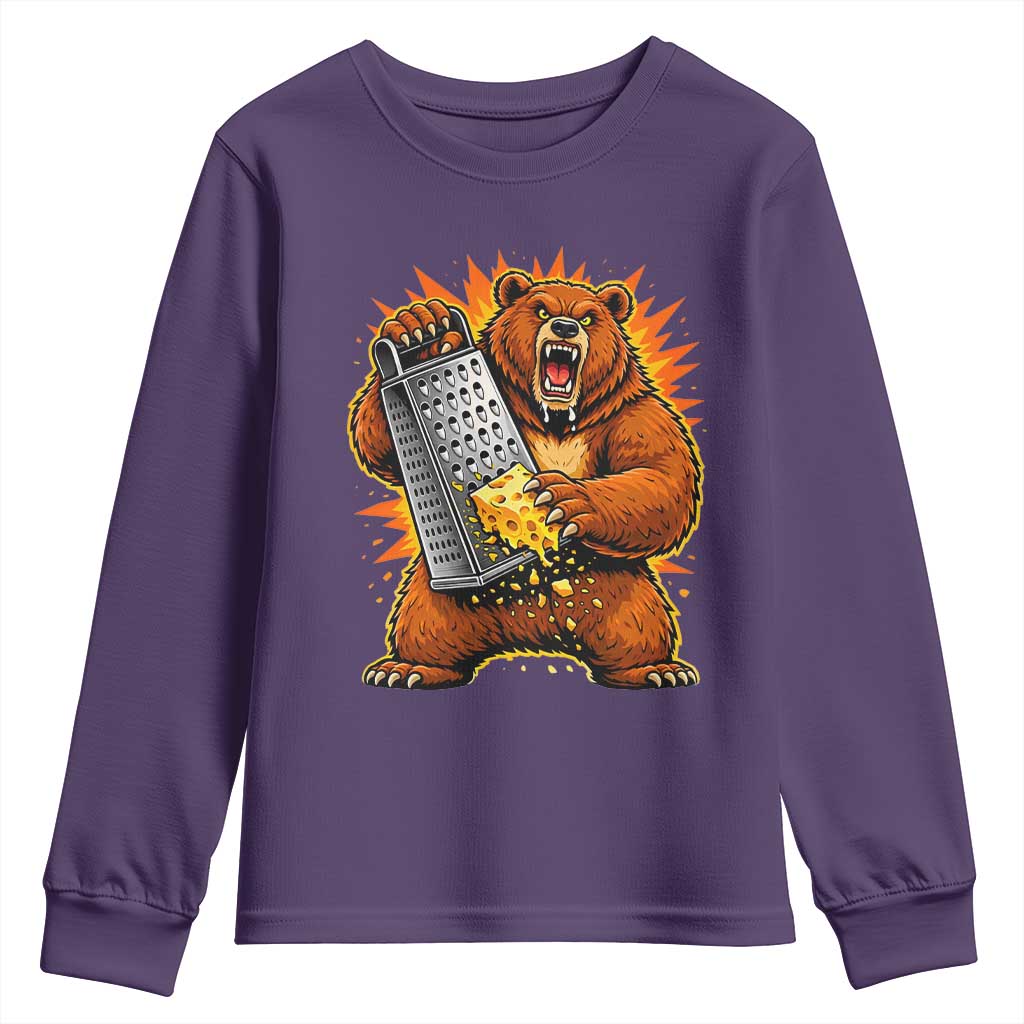 Angry Bear Grating Cheese Grater Hater Fierce Graphic Youth Sweatshirt TS02 Purple Print Your Wear
