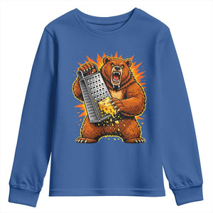 Angry Bear Grating Cheese Grater Hater Fierce Graphic Youth Sweatshirt TS02 Royal Blue Print Your Wear
