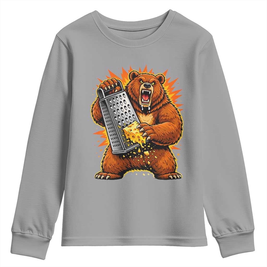 Angry Bear Grating Cheese Grater Hater Fierce Graphic Youth Sweatshirt TS02 Sport Gray Print Your Wear