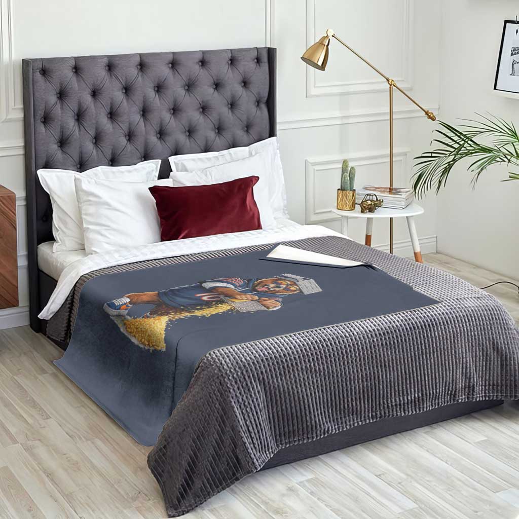 Savage Bear Grating Cheese Graphic Throw Blanket Funny Rivalry Football Fans TS02 Print Your Wear