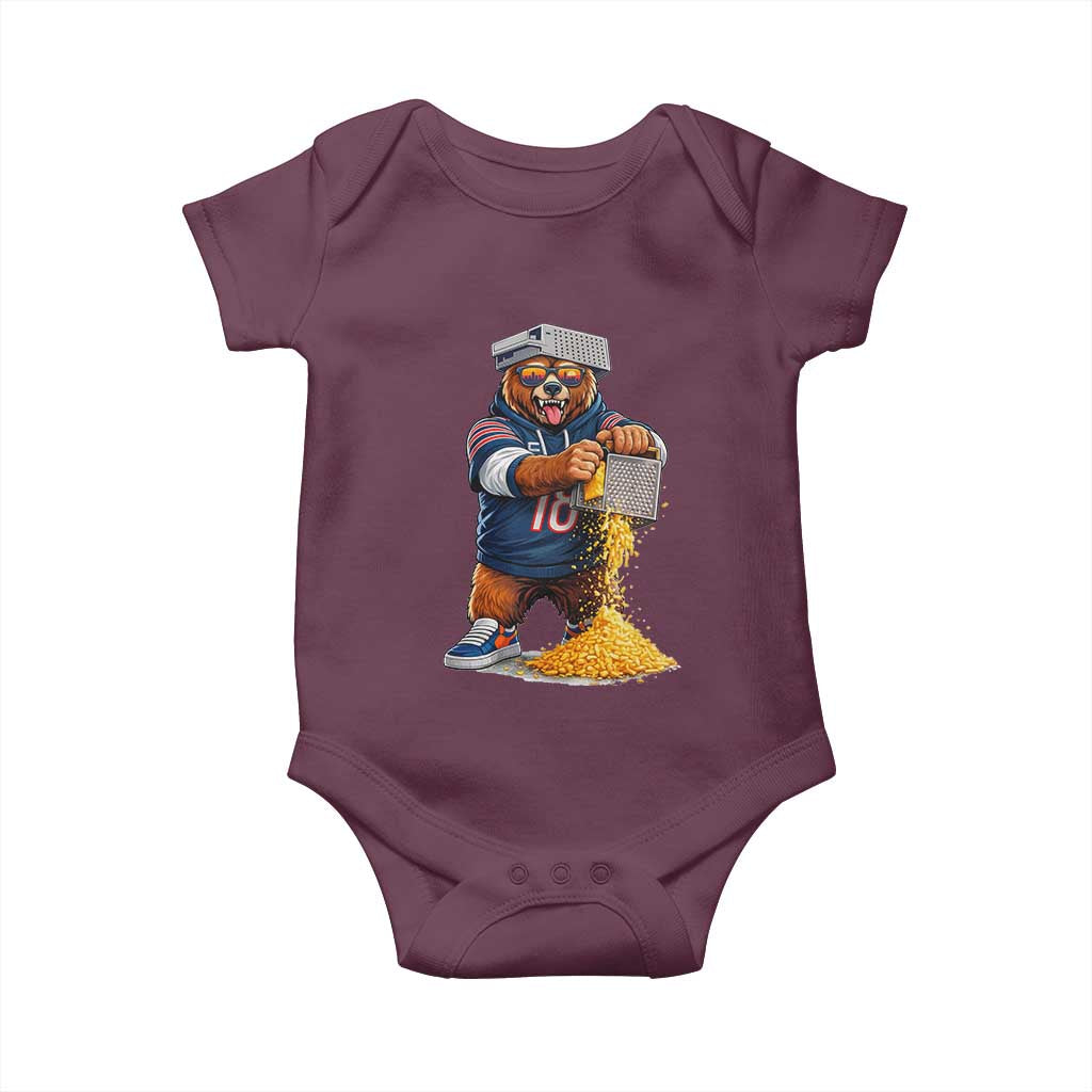 Savage Bear Grating Cheese Graphic Baby Onesie Funny Rivalry Football Fans TS02 Maroon Print Your Wear