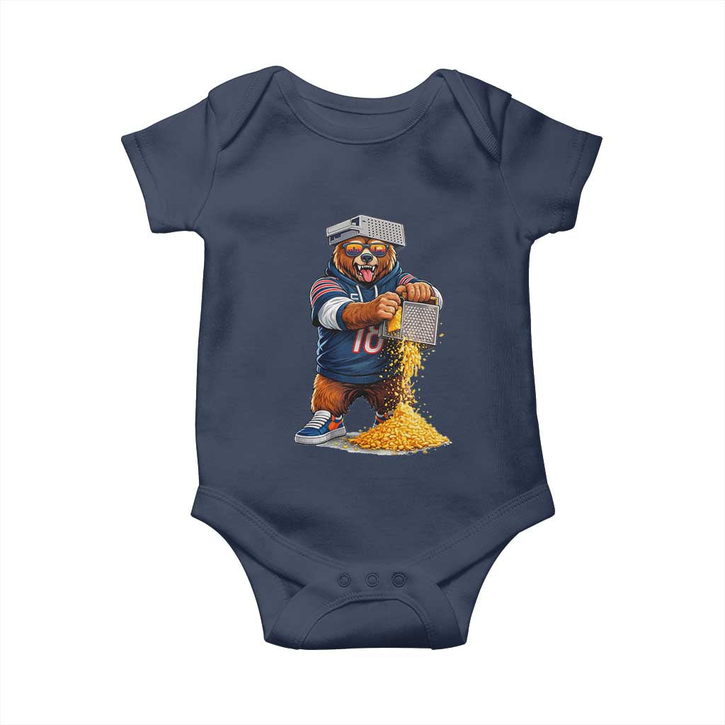 Savage Bear Grating Cheese Graphic Baby Onesie Funny Rivalry Football Fans TS02 Navy Print Your Wear