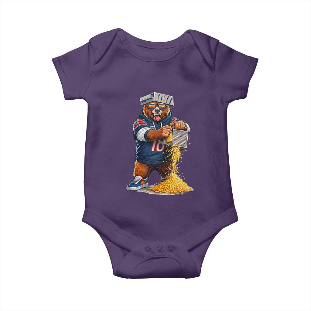 Savage Bear Grating Cheese Graphic Baby Onesie Funny Rivalry Football Fans TS02 Purple Print Your Wear