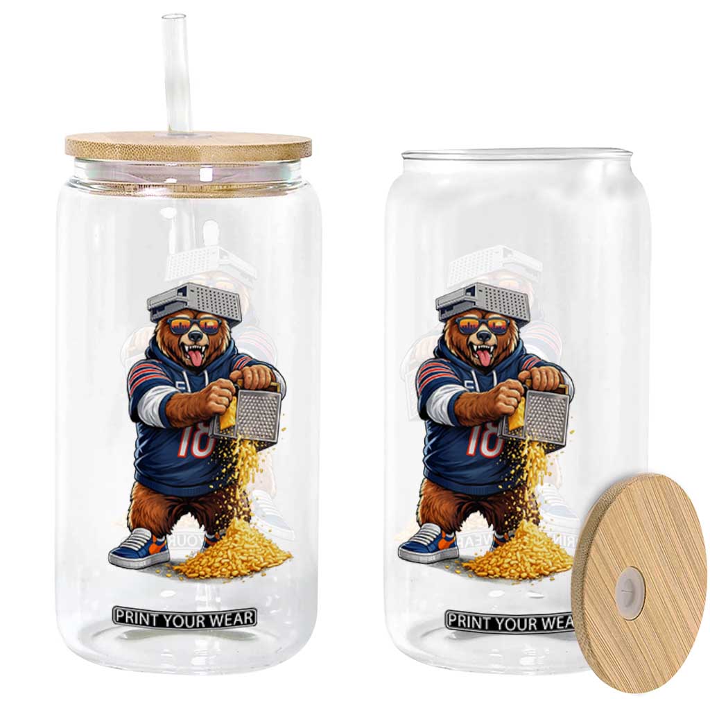 Savage Bear Grating Cheese Graphic Glass Can Funny Rivalry Football Fans TS02 Print Your Wear