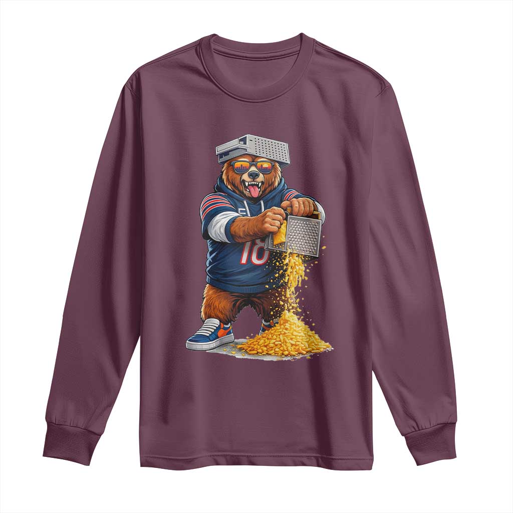 Savage Bear Grating Cheese Graphic Long Sleeve Shirt Funny Rivalry Football Fans TS02 Maroon Print Your Wear