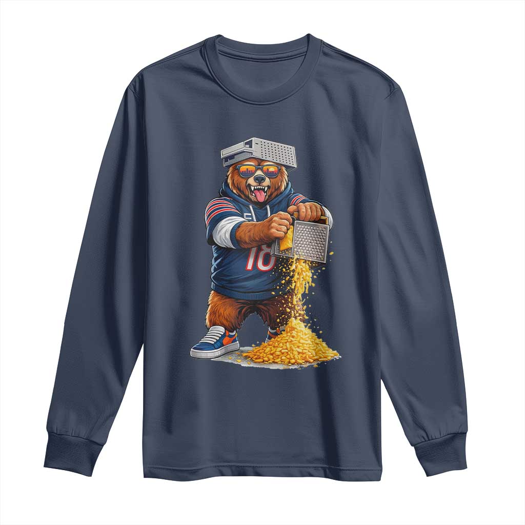 Savage Bear Grating Cheese Graphic Long Sleeve Shirt Funny Rivalry Football Fans TS02 Navy Print Your Wear