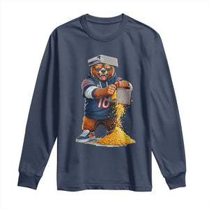 Savage Bear Grating Cheese Graphic Long Sleeve Shirt Funny Rivalry Football Fans TS02 Navy Print Your Wear