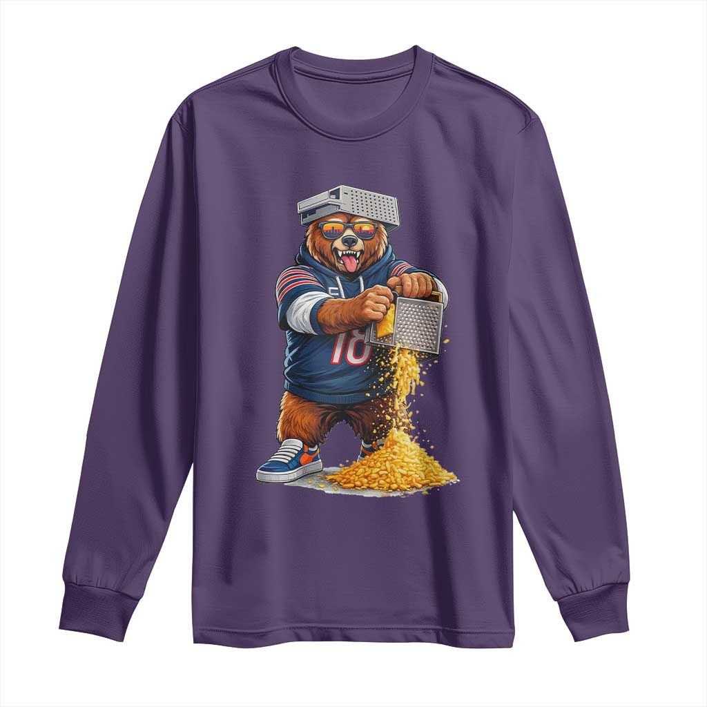 Savage Bear Grating Cheese Graphic Long Sleeve Shirt Funny Rivalry Football Fans TS02 Purple Print Your Wear
