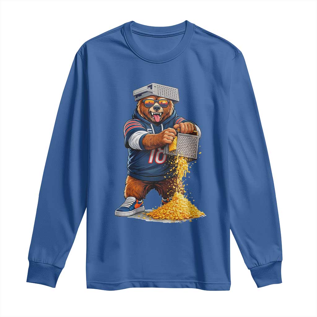 Savage Bear Grating Cheese Graphic Long Sleeve Shirt Funny Rivalry Football Fans TS02 Royal Blue Print Your Wear