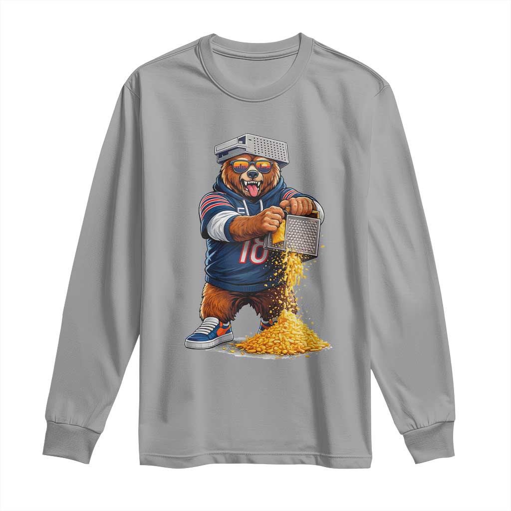 Savage Bear Grating Cheese Graphic Long Sleeve Shirt Funny Rivalry Football Fans TS02 Sport Gray Print Your Wear