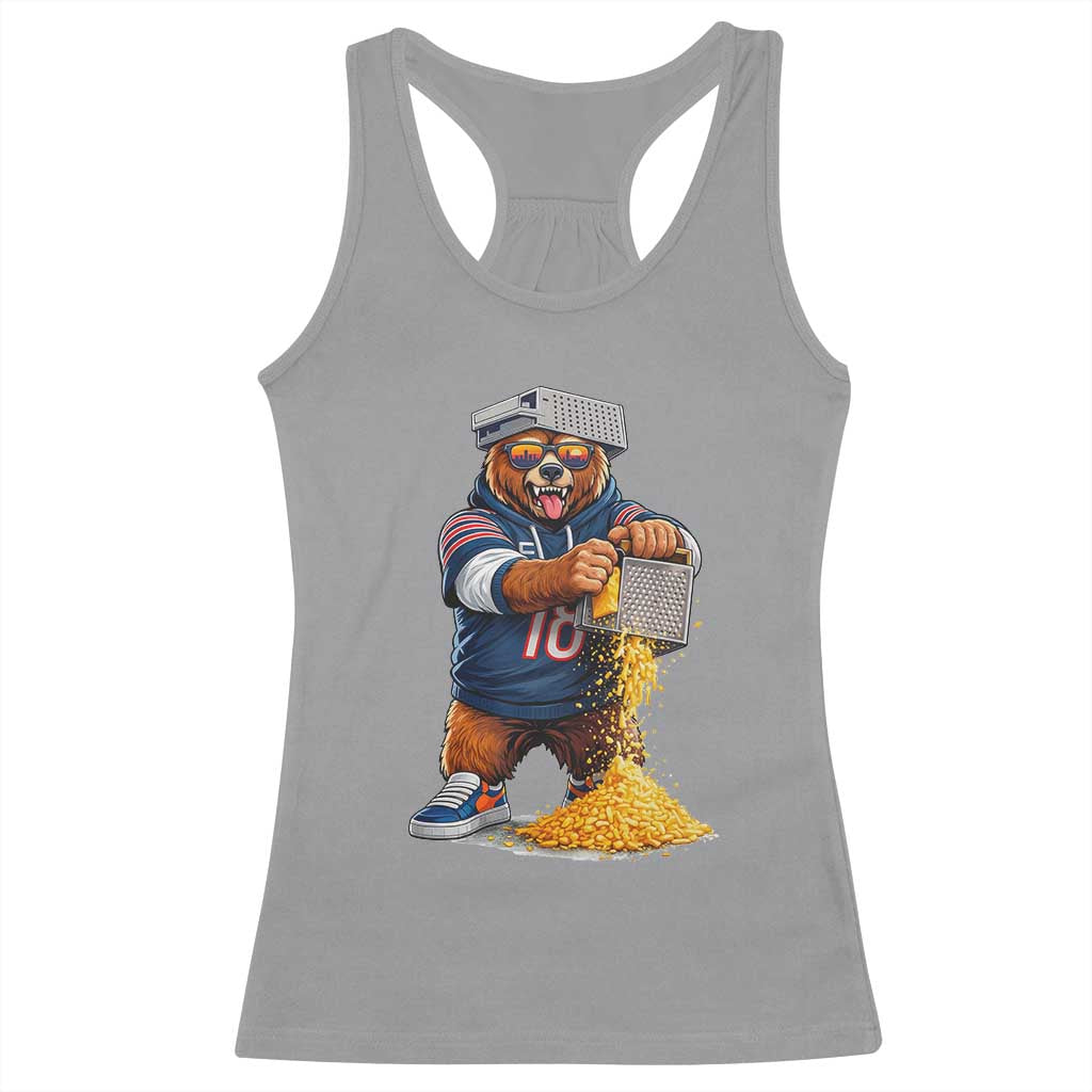 Savage Bear Grating Cheese Graphic Racerback Tank Top Funny Rivalry Football Fans TS02 Sport Gray Print Your Wear